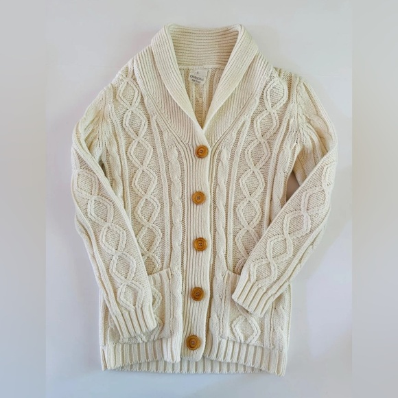 Changing Scene Cream Cable Knit Vintage Button Front Sweater size Small - Picture 4 of 10
